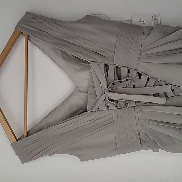 Happy Wedding Gown Gray Green Front Slit Adjustable Laced Back Fully Lined New - Picture 7 of 16